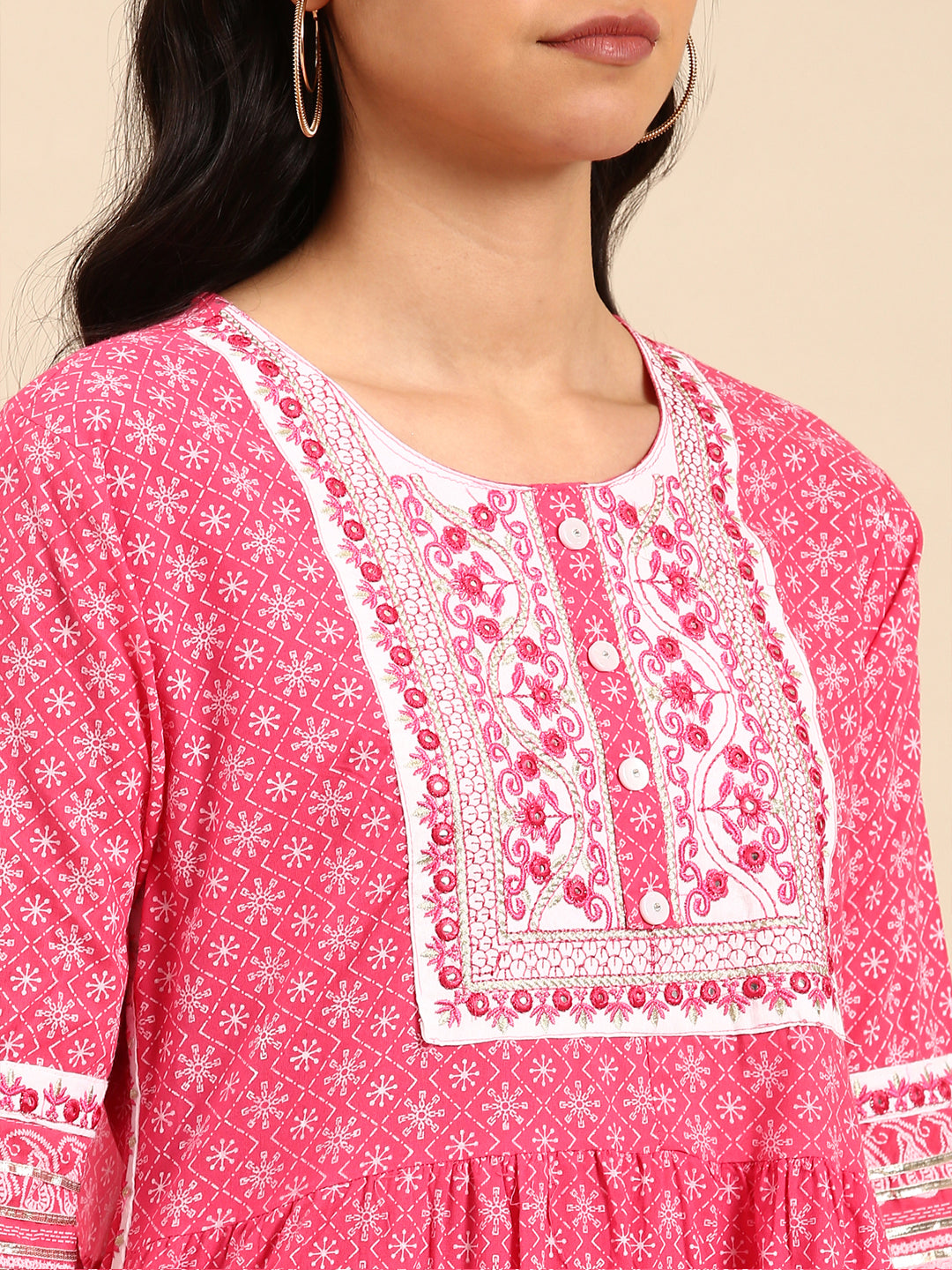 Women's Pink Printed Kurta Set