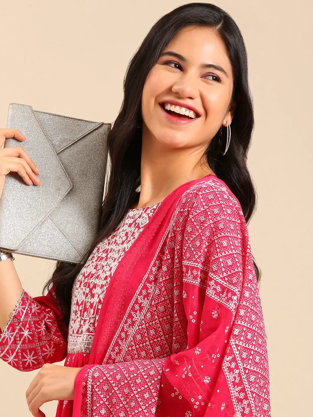 Women's Purple Printed Kurta Set