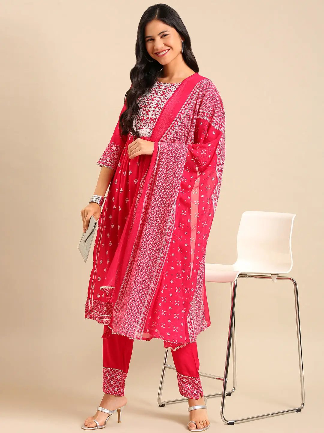 Women's Purple Printed Kurta Set