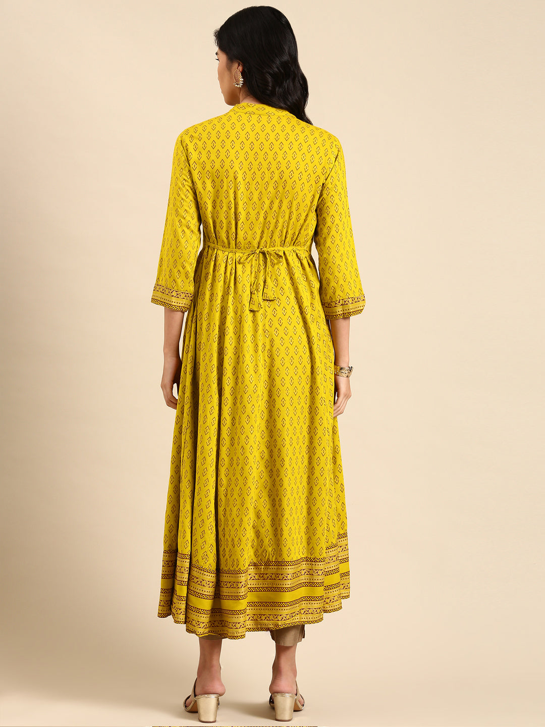 Women's Lime Green Embroidered Straight Kurta