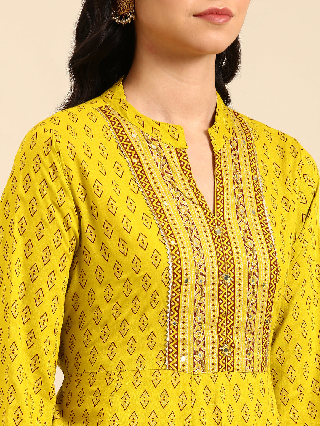 Women's Lime Green Embroidered Straight Kurta