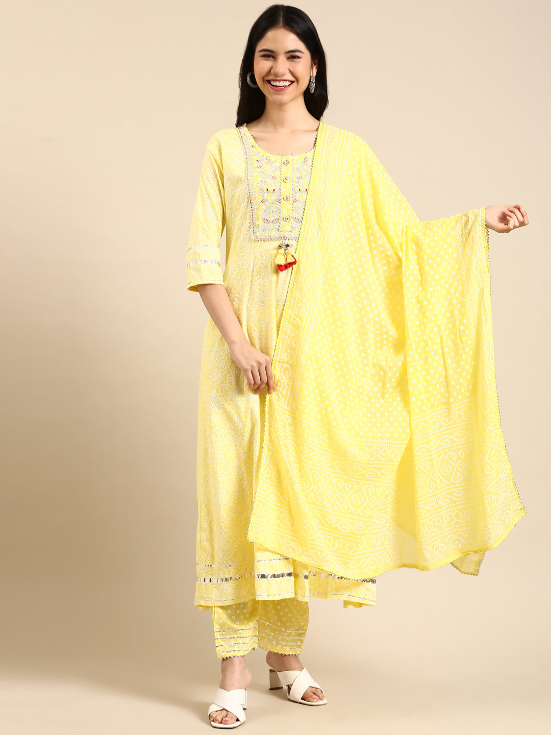 Women's Yellow Printed Kurta Set