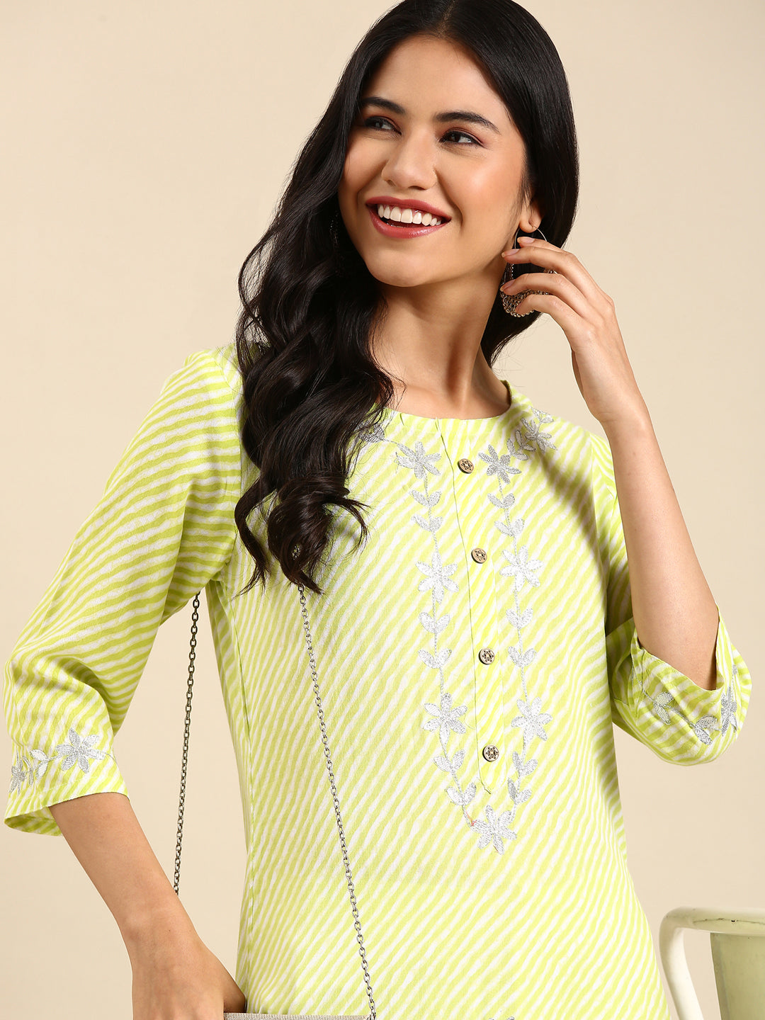 Women's Green Printed Straight Kurta