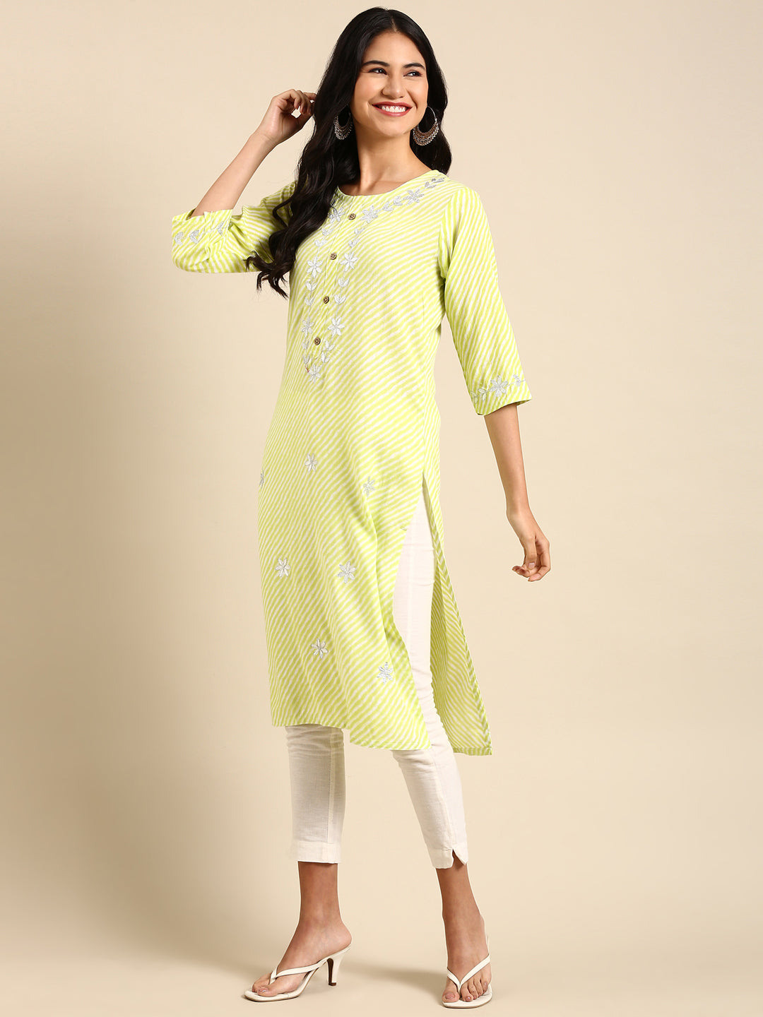 Women's Green Printed Straight Kurta