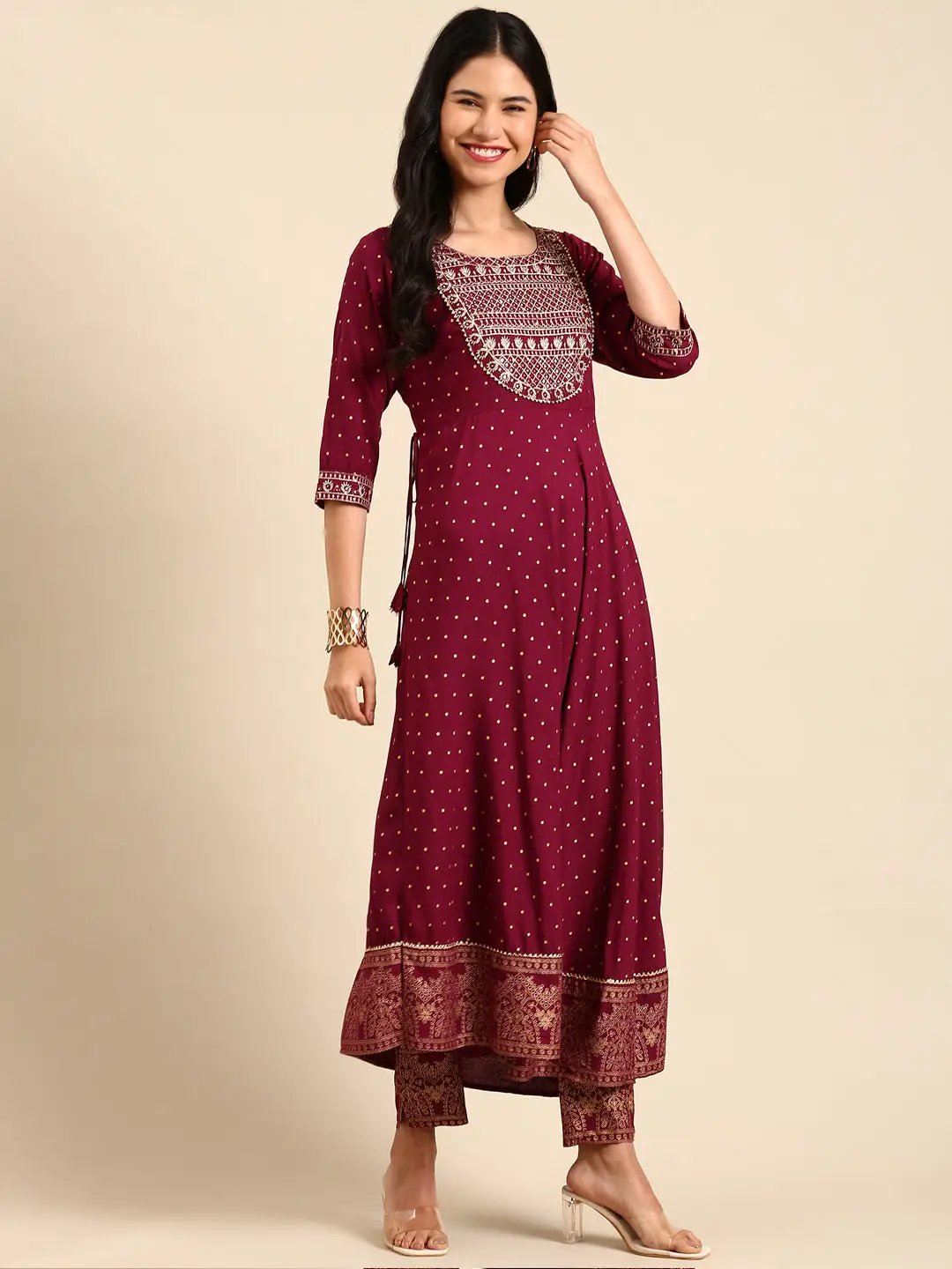 Women's Purple Printed Kurta Set
