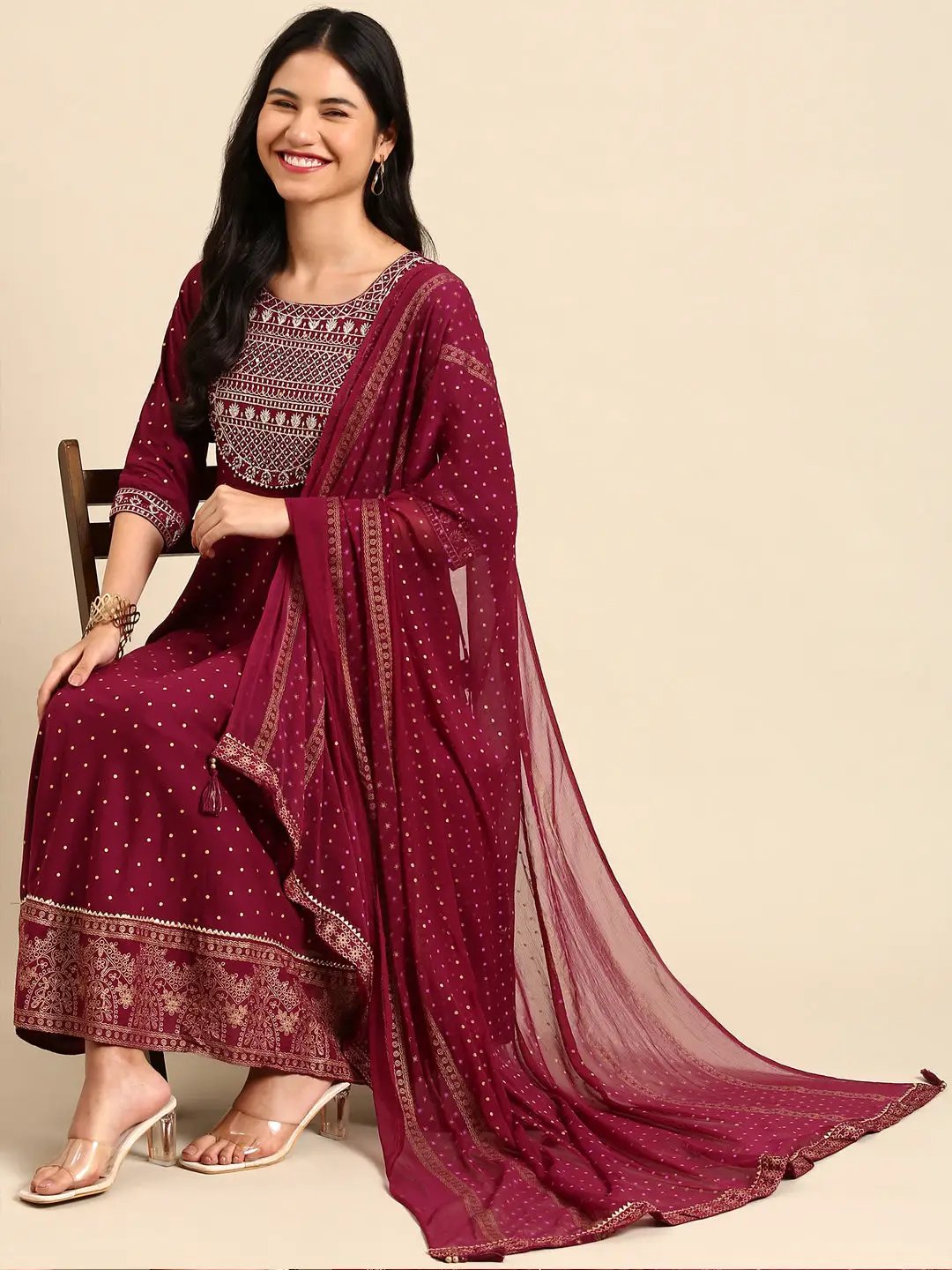 Women's Purple Printed Kurta Set