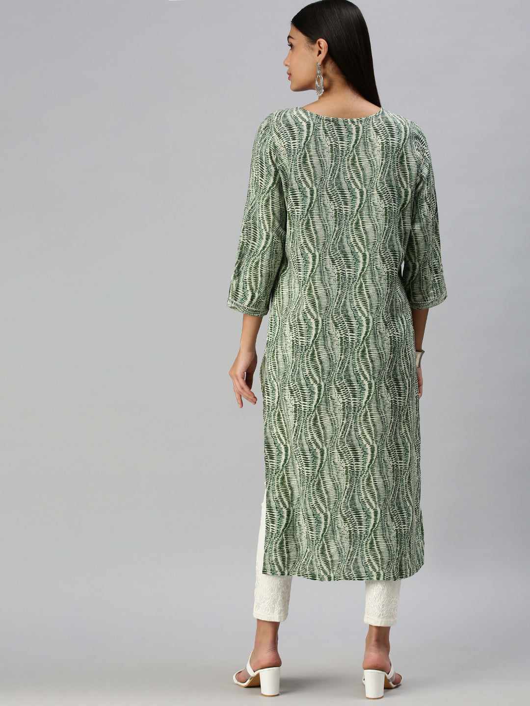 Women's Beige Printed Straight Kurta