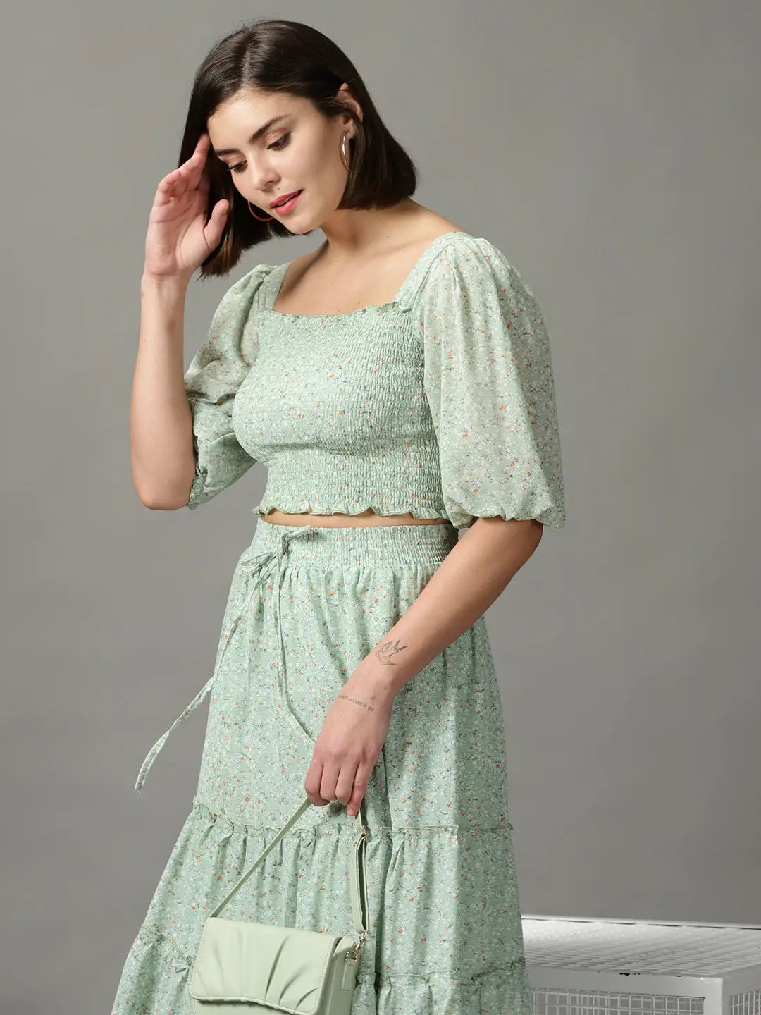 Women's Green Printed Co-Ords Set