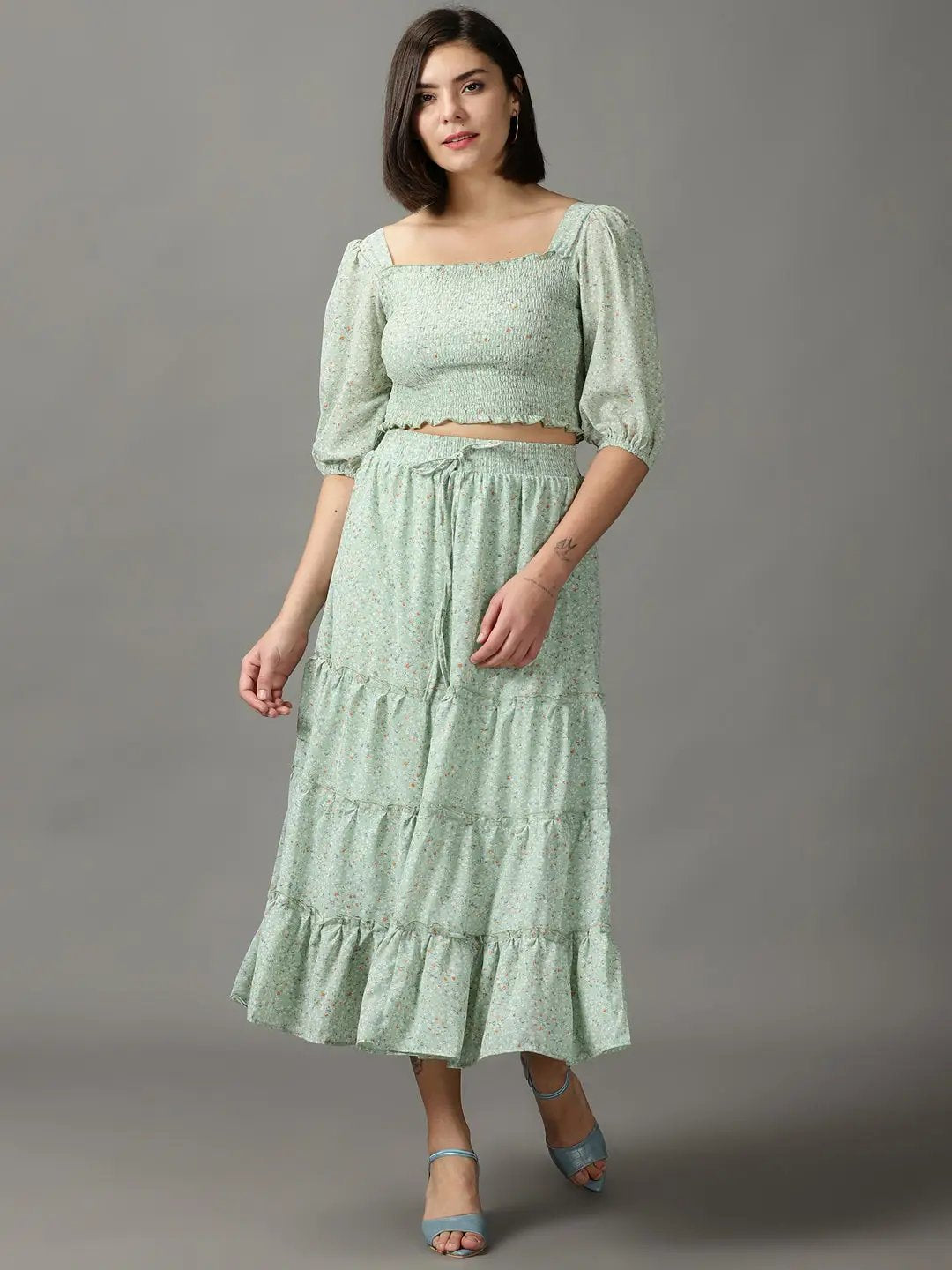 Women's Green Printed Co-Ords Set