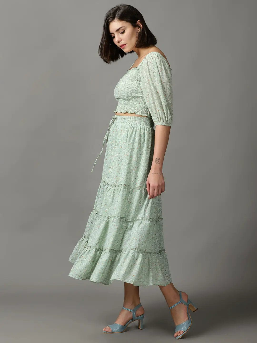 Women's Green Printed Co-Ords Set