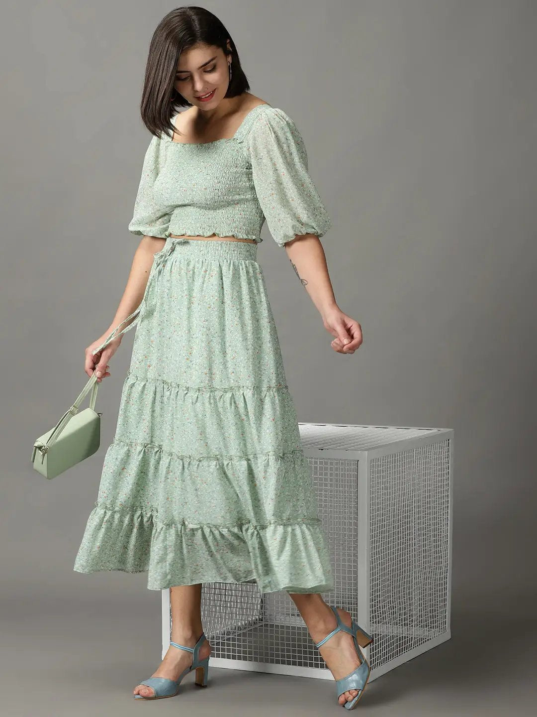 Women's Green Printed Co-Ords Set