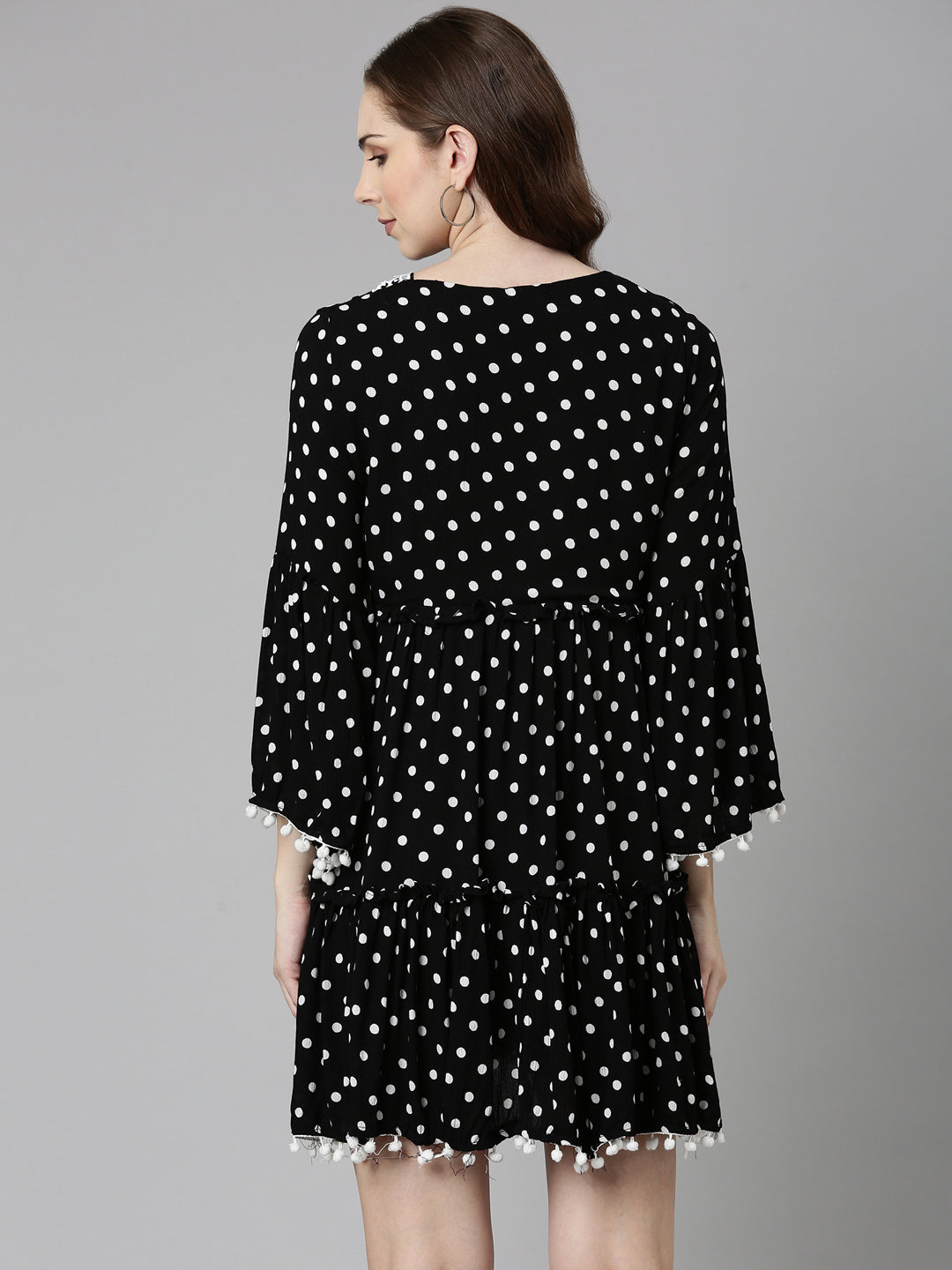 Women Black Printed Fit and Flare Dress