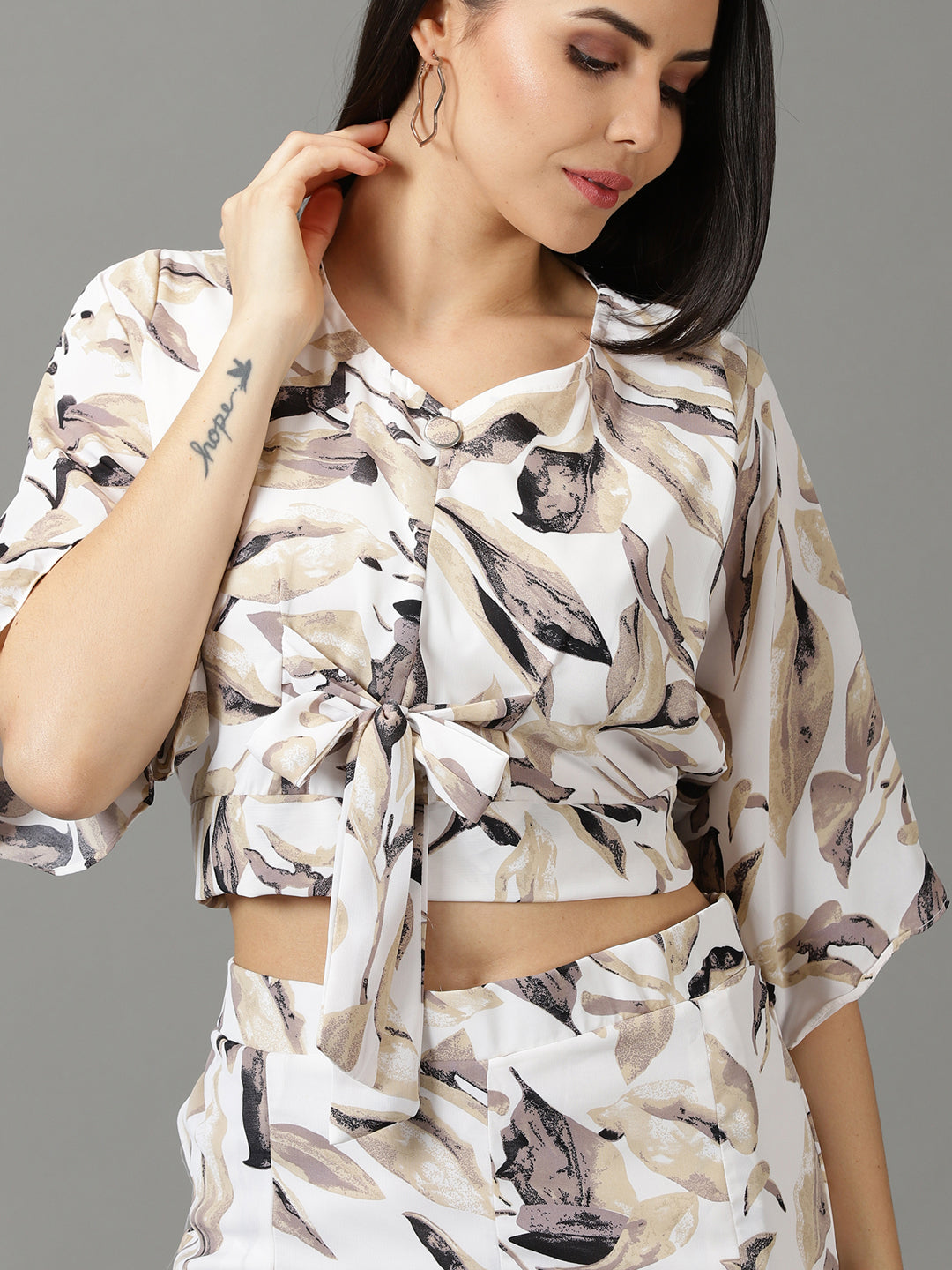 Women's White Printed Co-Ords