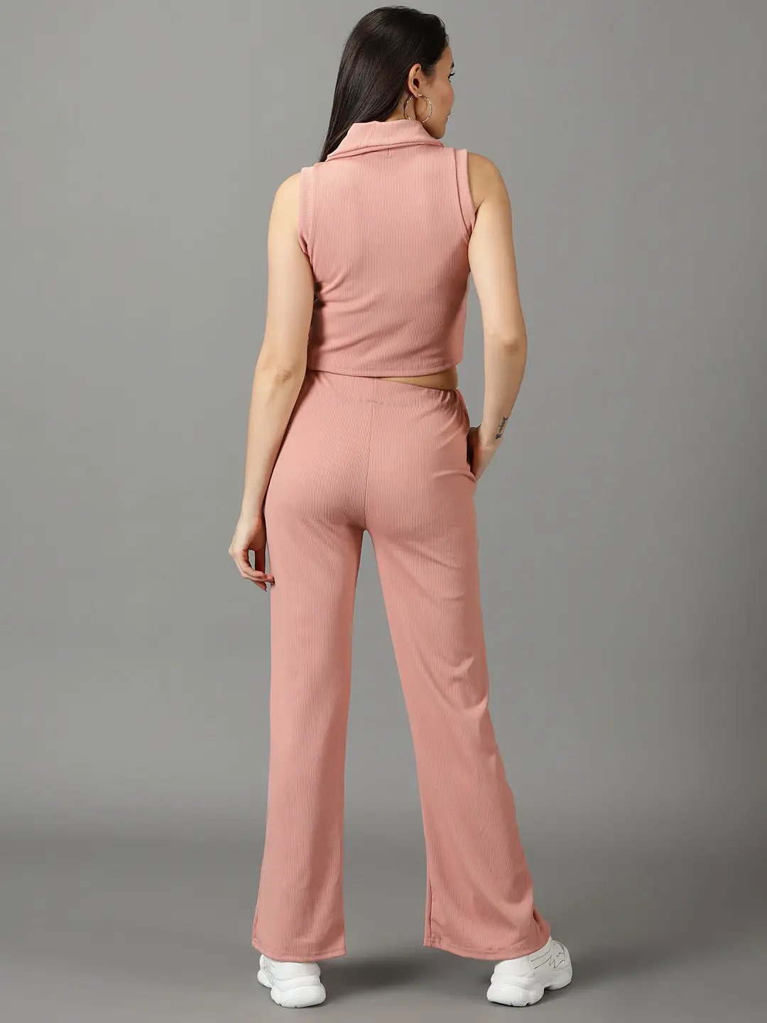 Women's Peach Solid Co-Ords Set
