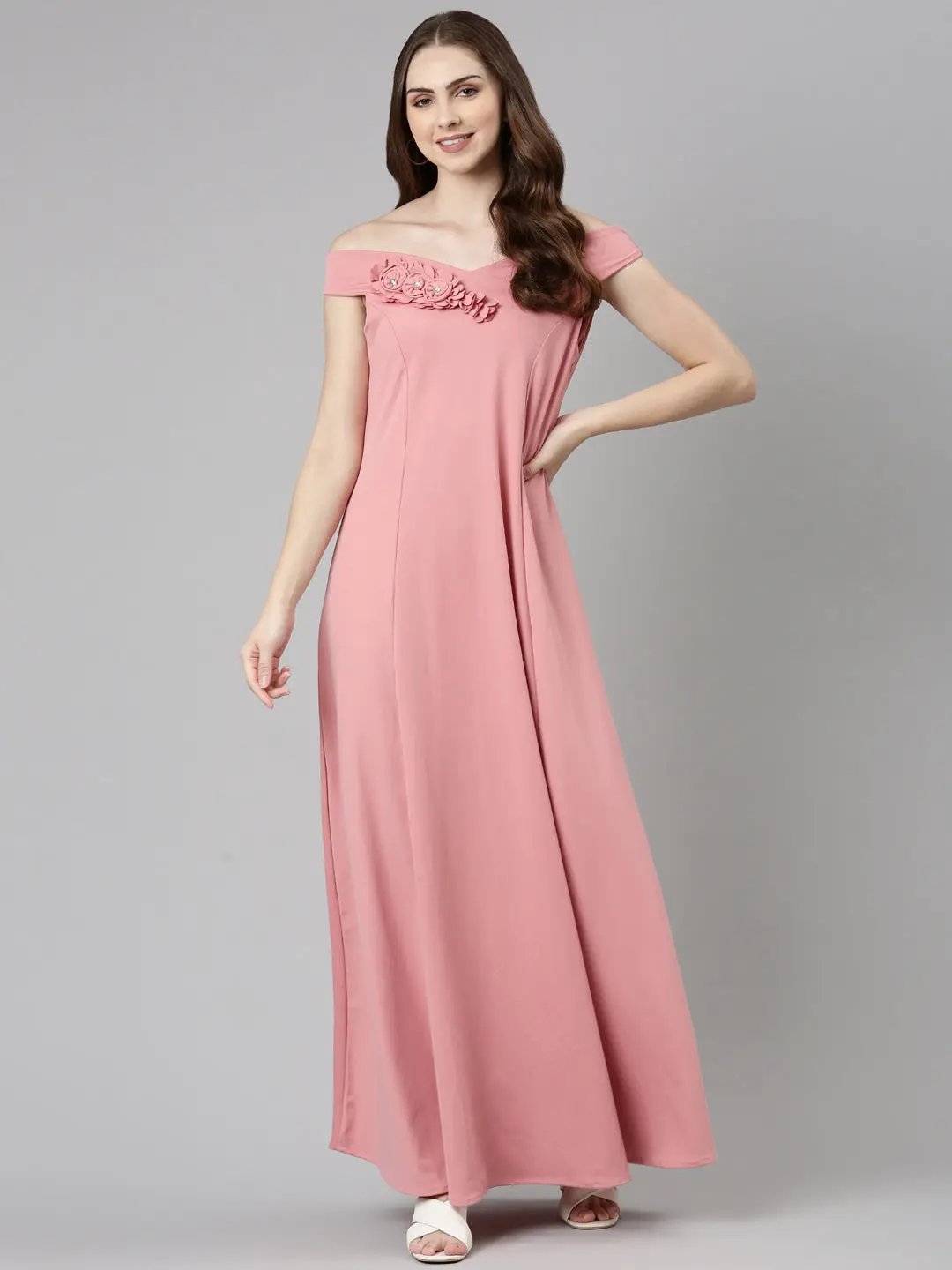 Women's Pink Solid Bodycon Dress