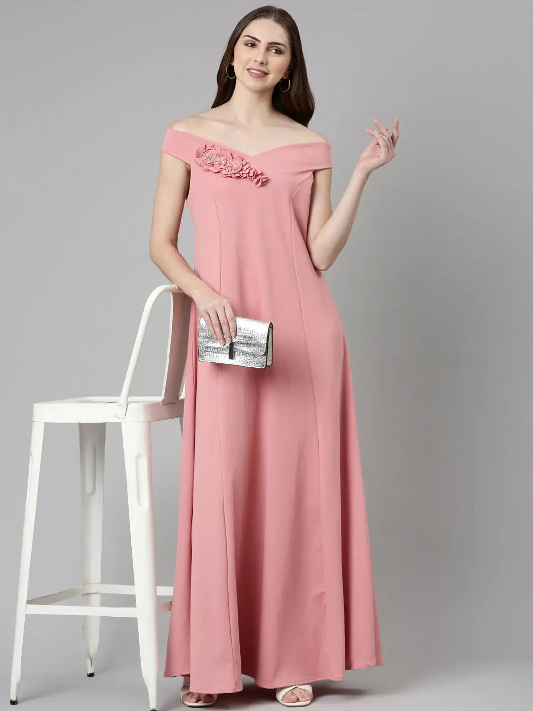 Women's Pink Solid Bodycon Dress