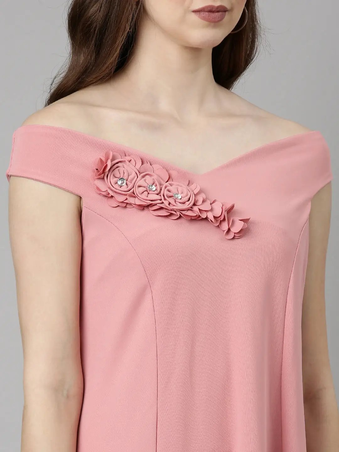 Women's Pink Solid Bodycon Dress