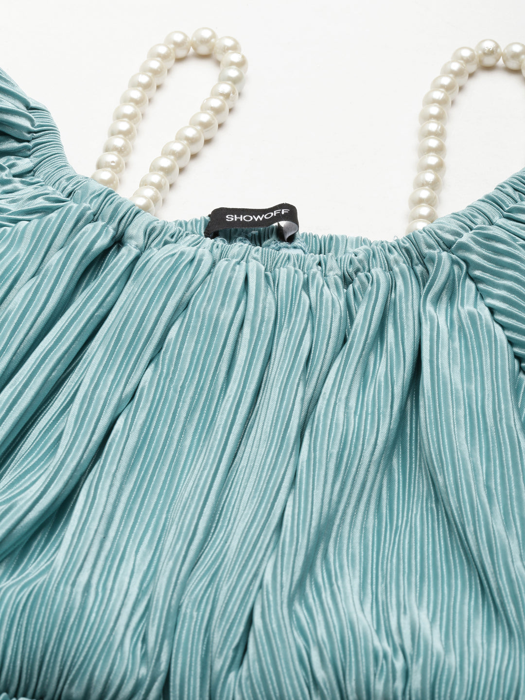 Women's Sea Green Solid Fit and Flare Dress