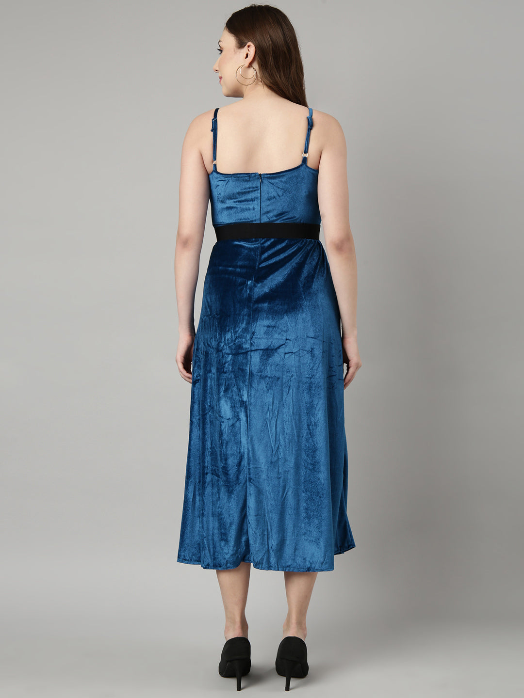 Women Blue Solid A-Line Dress