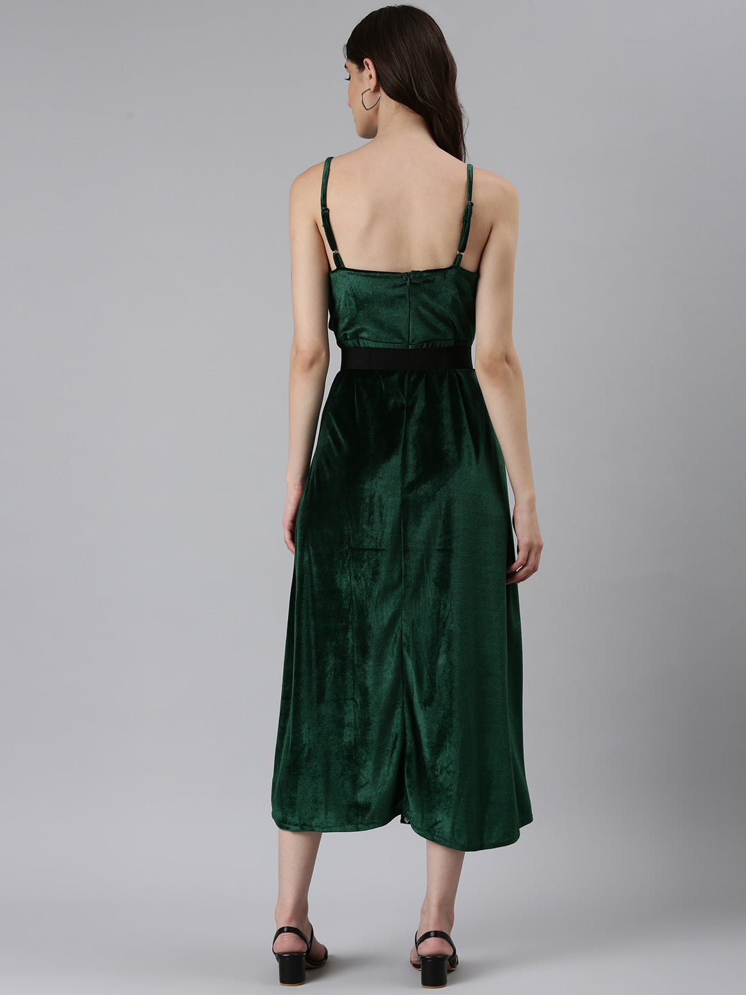 Women Green Solid A-Line Dress