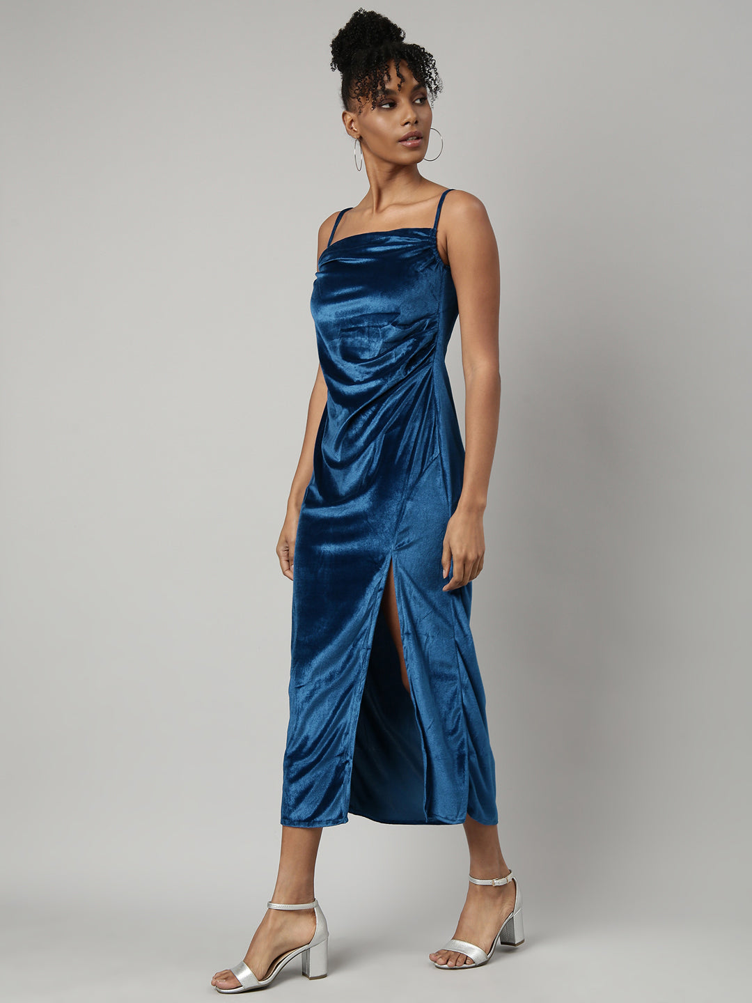 Women Blue Solid A-Line Dress