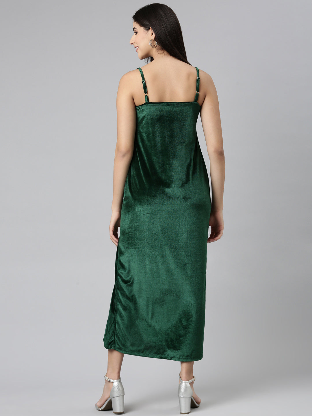 Women Green Solid Gown Dress