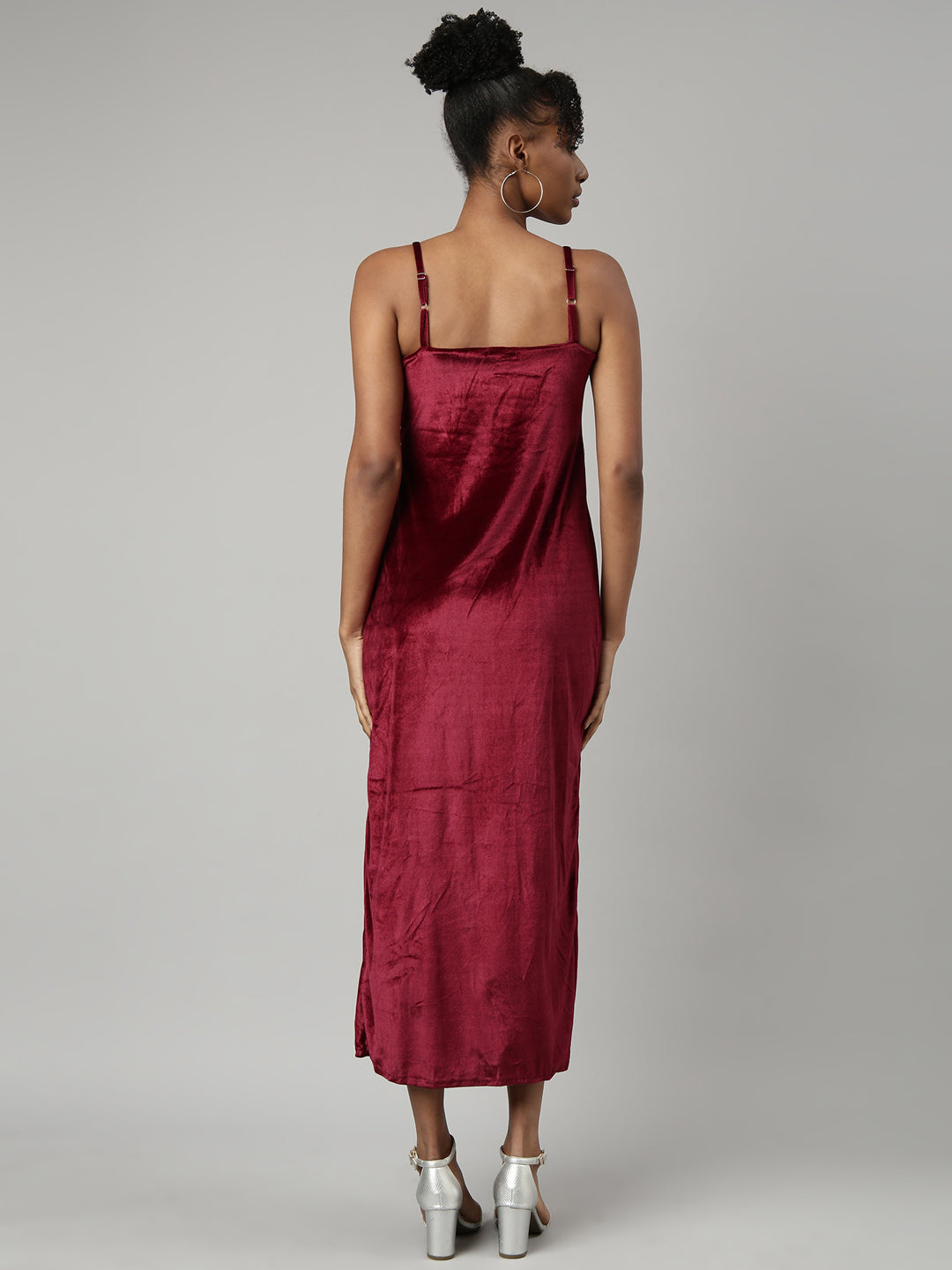 Women Maroon Solid A-Line Dress