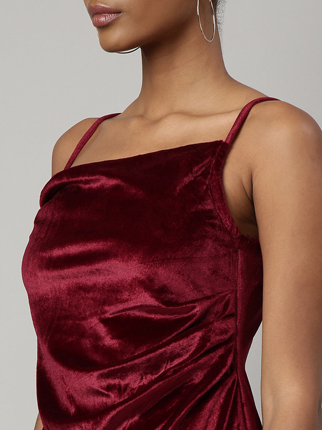 Women Maroon Solid A-Line Dress