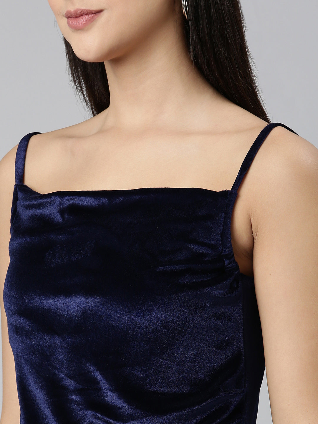 Women Navy Blue Solid Gown Dress