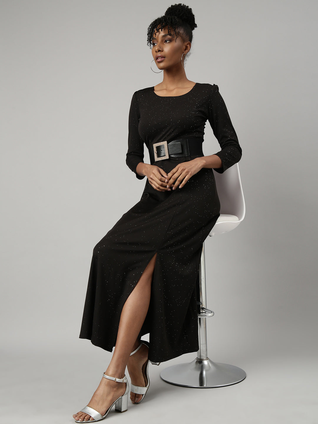 Women Black Solid A-Line Dress