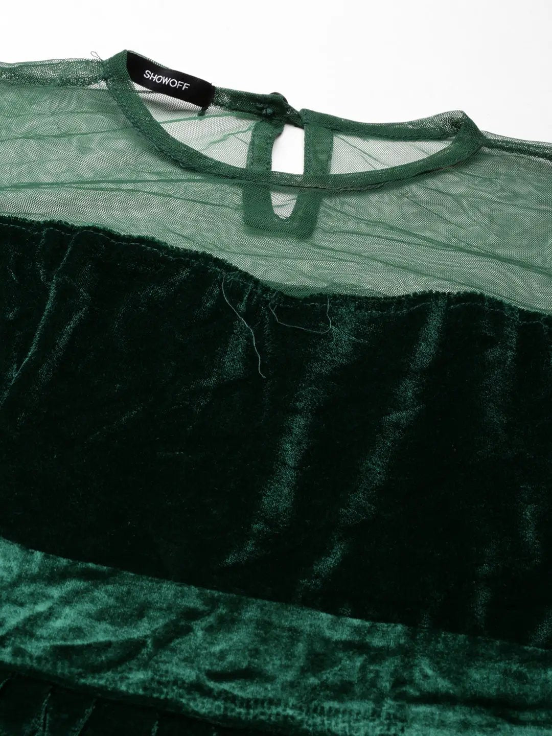 Women's Green Solid Fit and Flare Dress