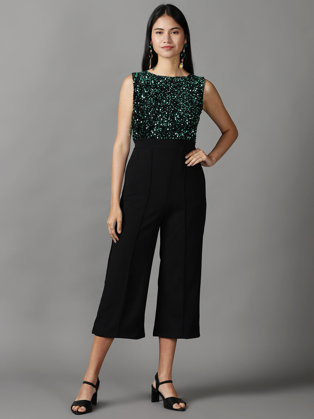 Women's Black Solid Jumpsuit