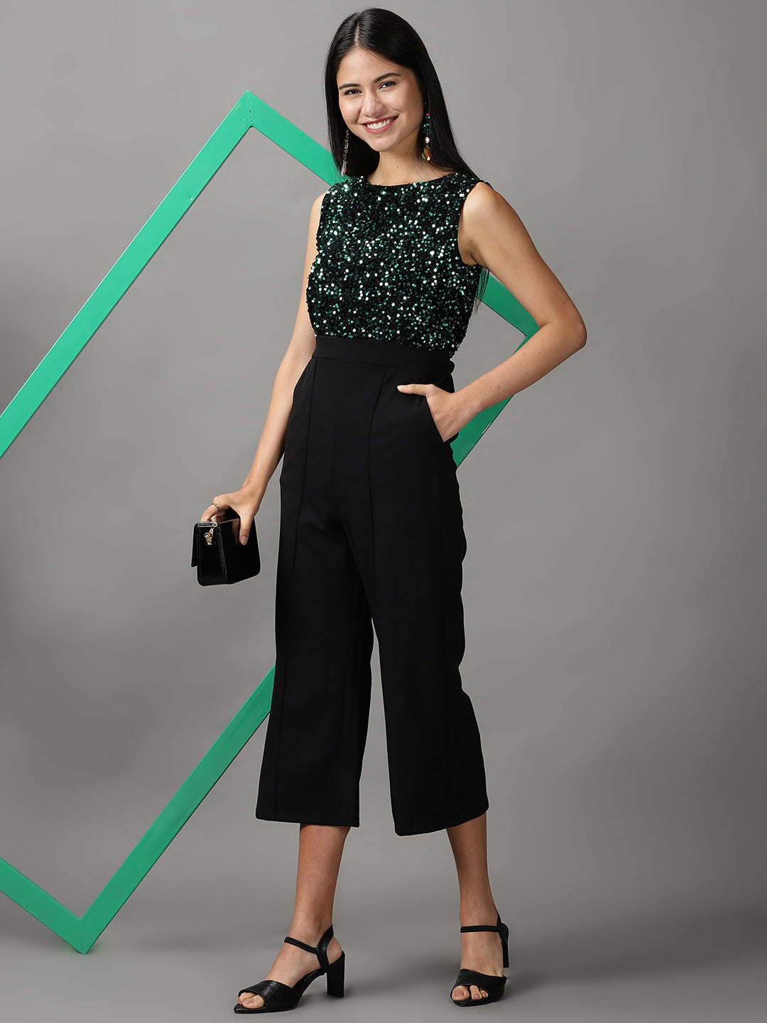 Women's Black Solid Jumpsuit