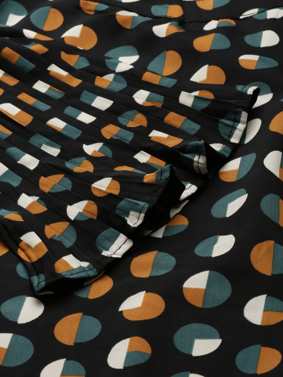 Women's Black Polka Dot Print Crepe A-Line Dress