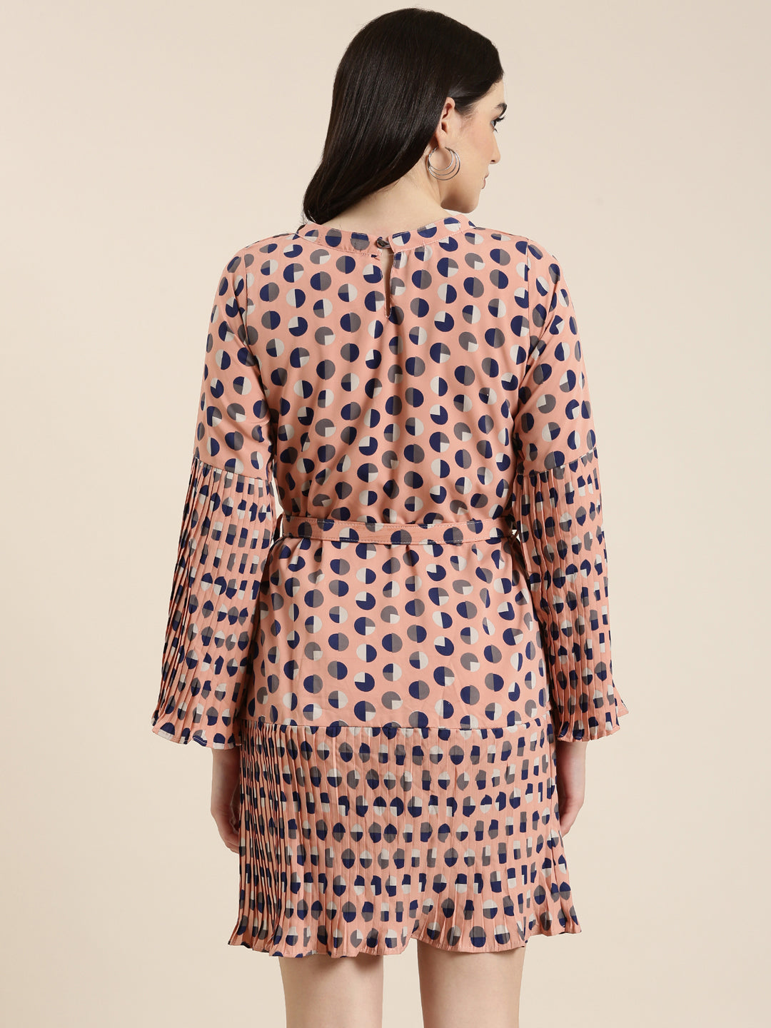 Women Peach Printed A-Line Dress