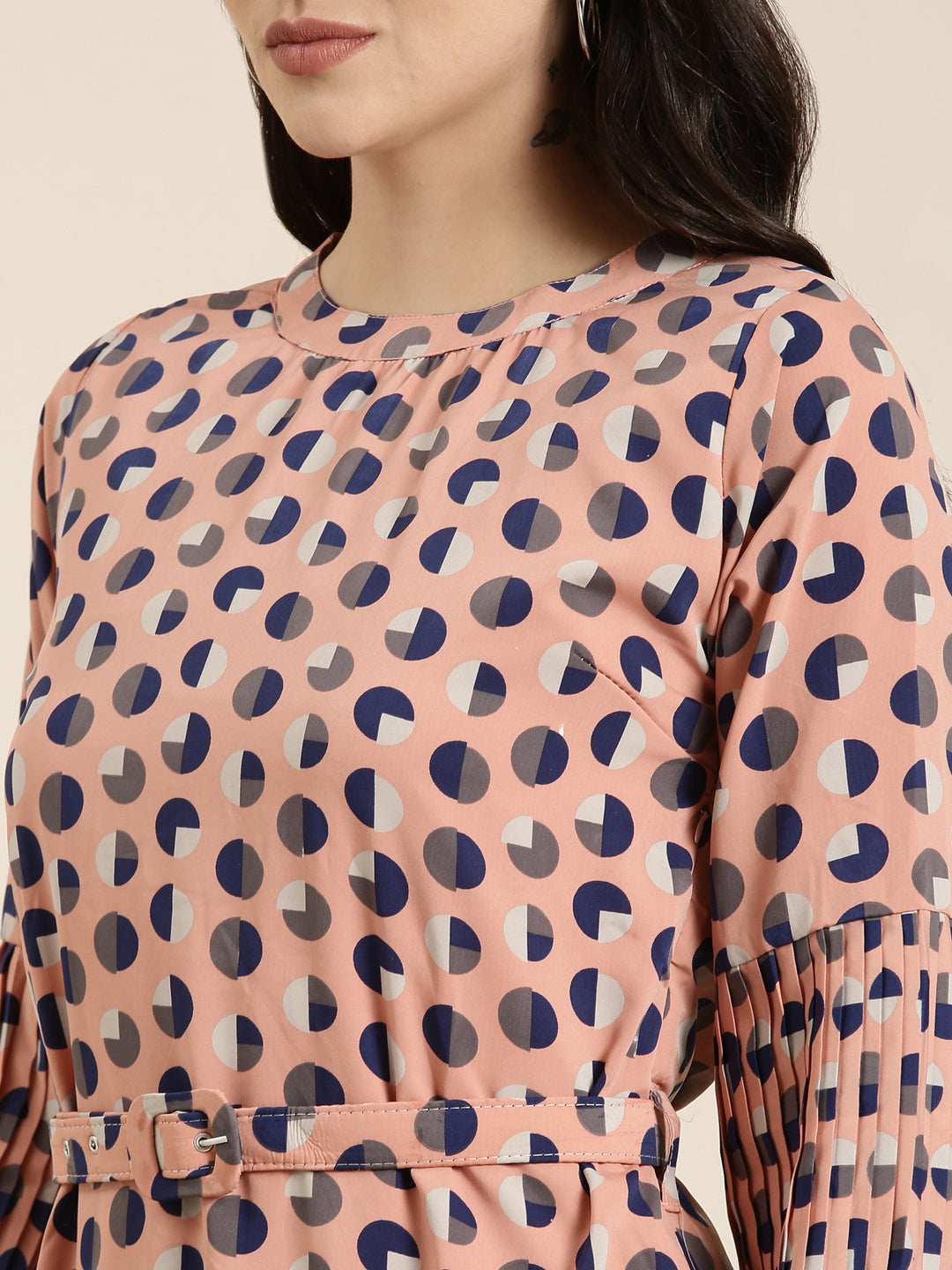 Women Peach Printed A-Line Dress