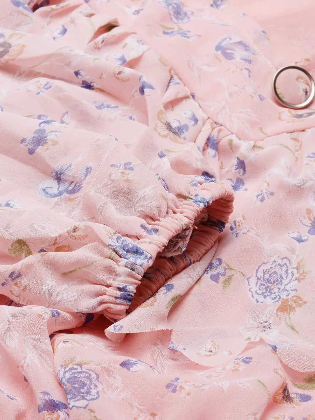 Women's Peach Printed Fit and Flare Dress
