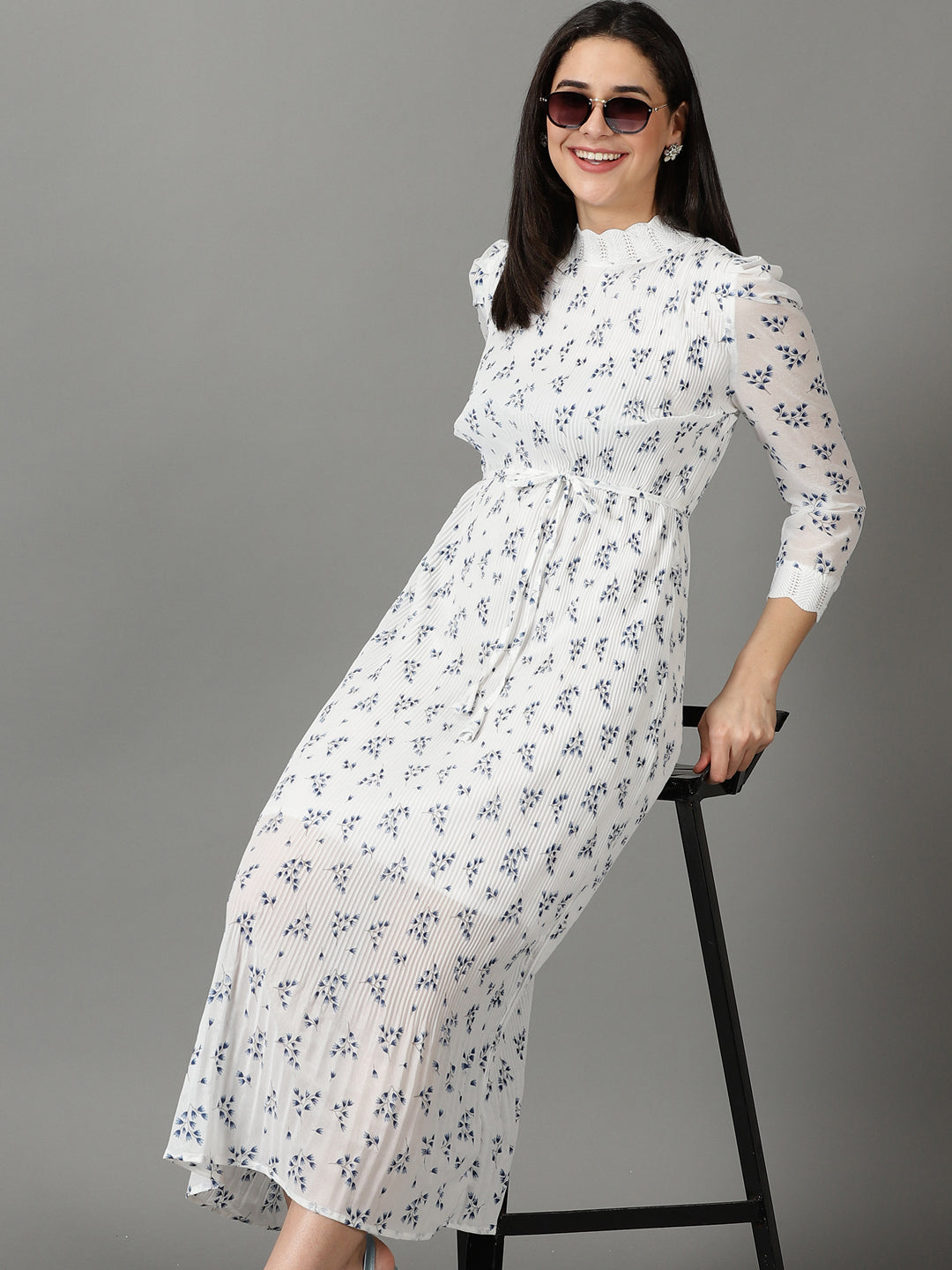 Women's White Printed Sheath Dress