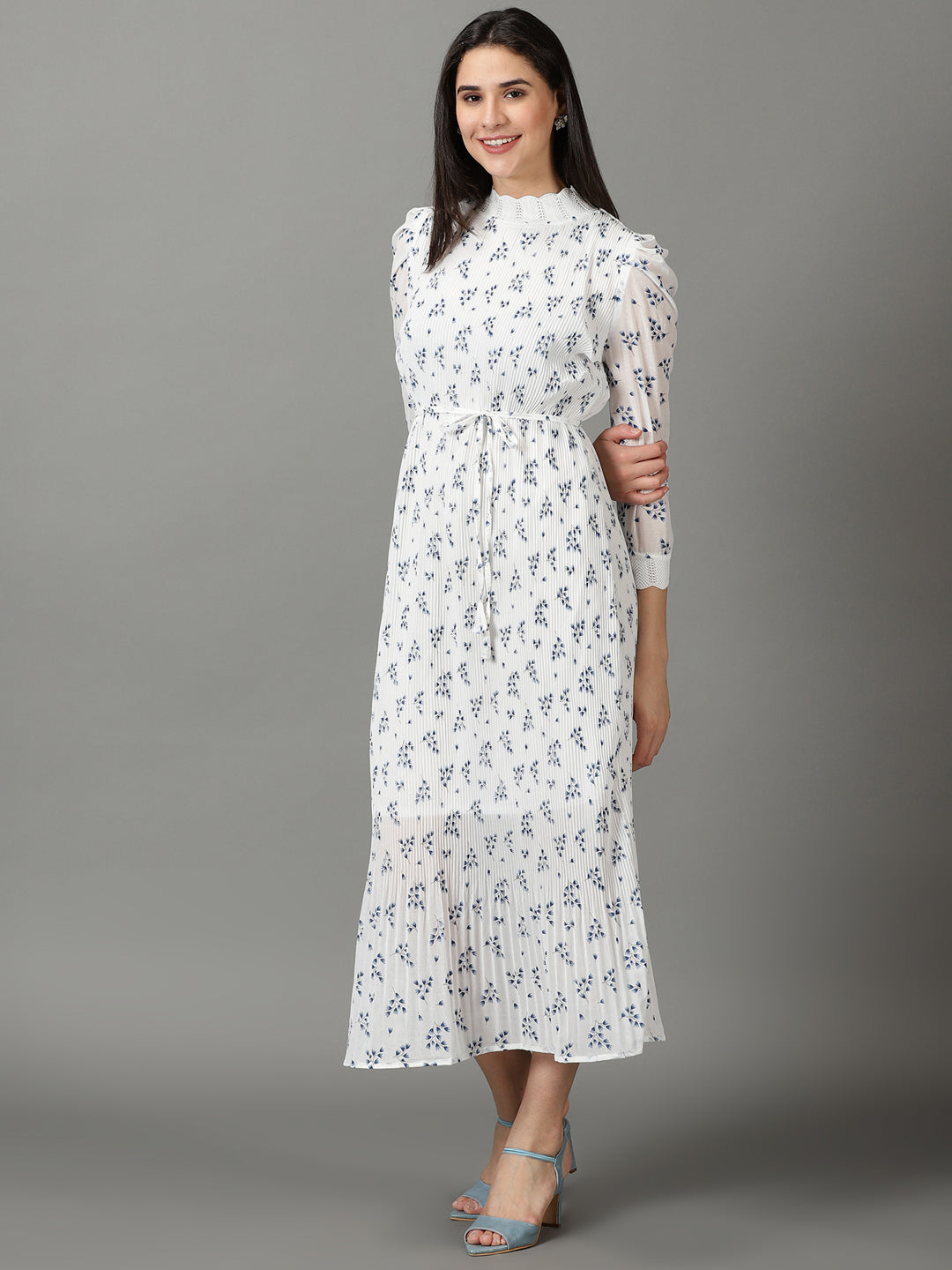 Women's White Printed Sheath Dress