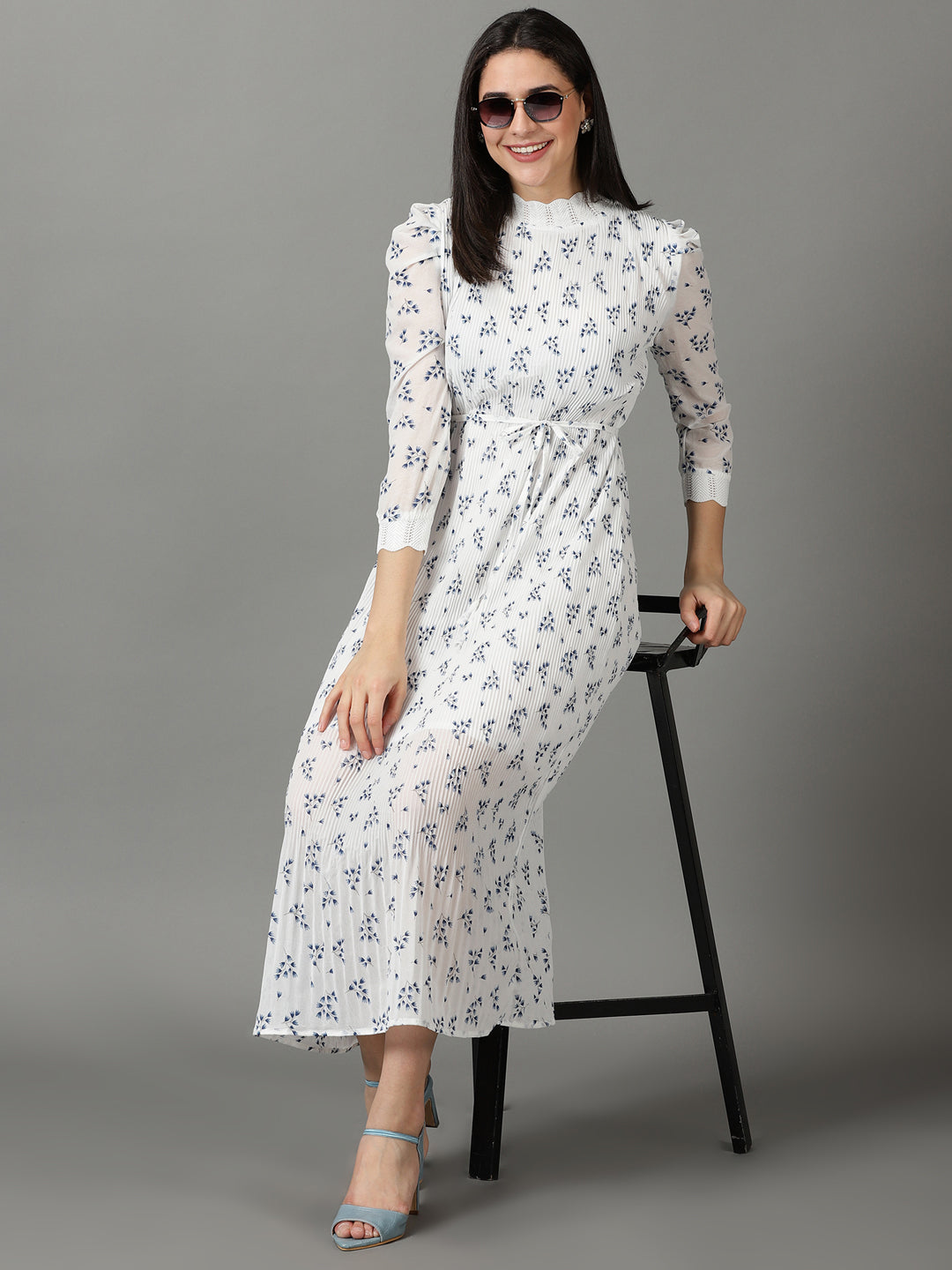 Women's White Printed Sheath Dress