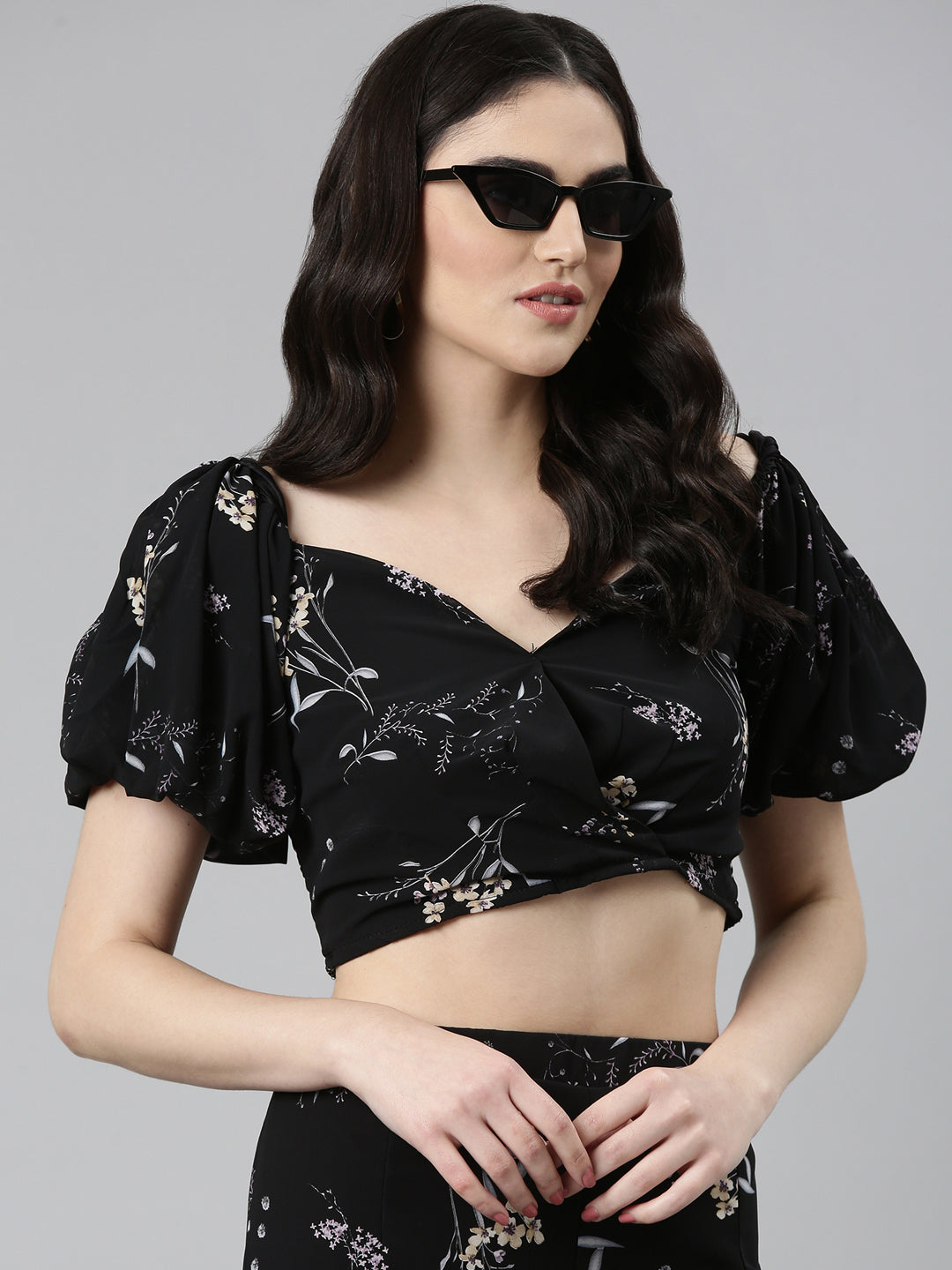 Women Black Printed Co-Ords