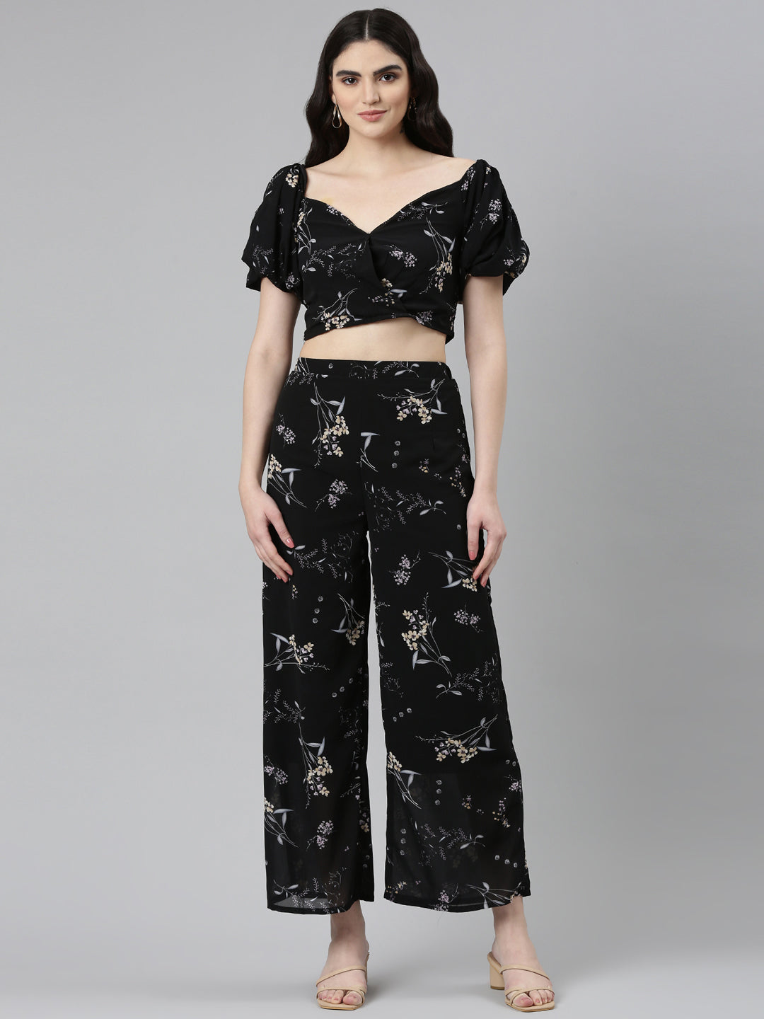 Women Black Printed Co-Ords