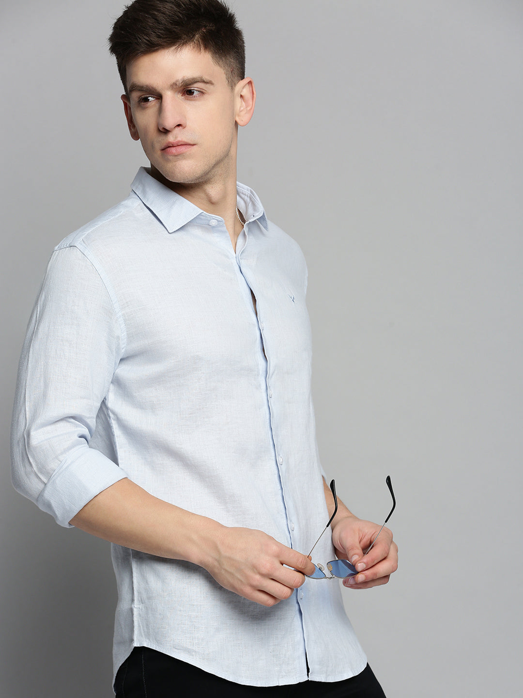 Men Blue Solid Casual Shirt