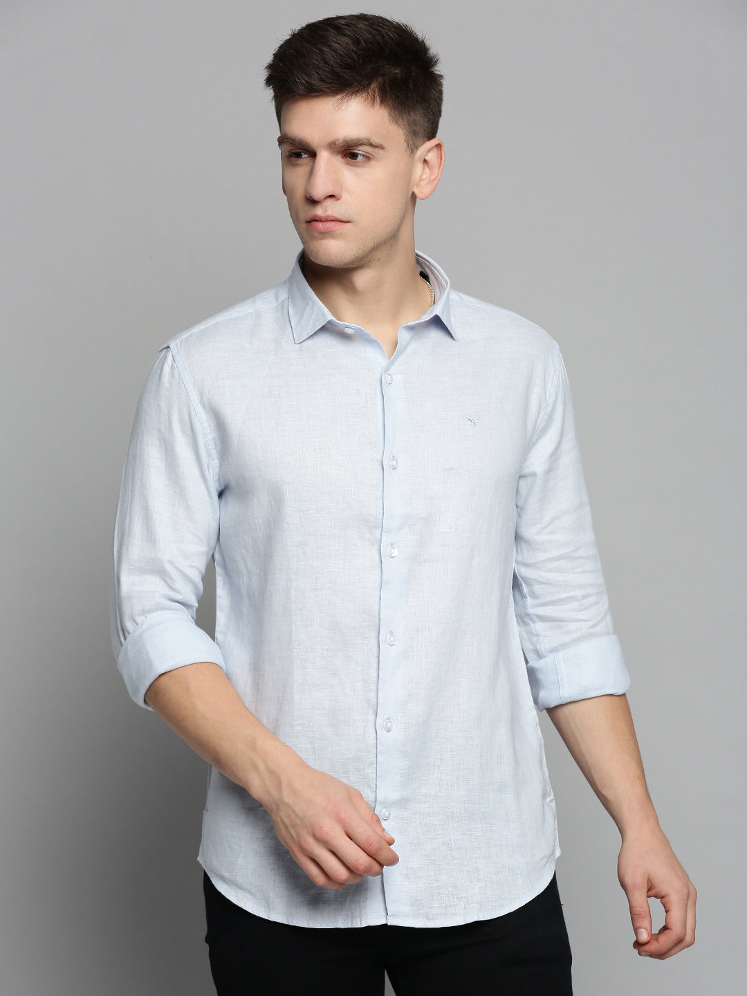 Men Blue Solid Casual Shirt