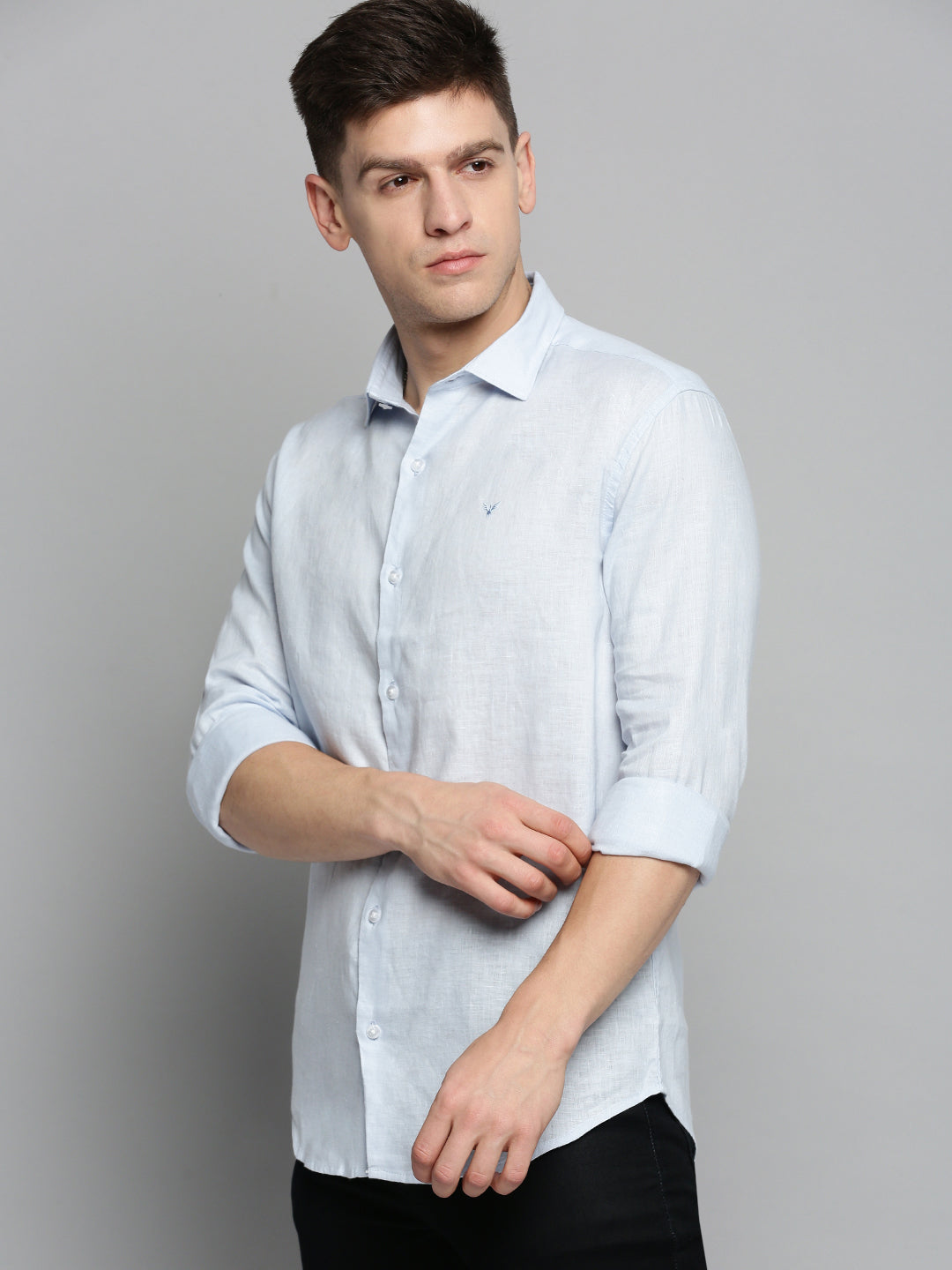 Men Blue Solid Casual Shirt