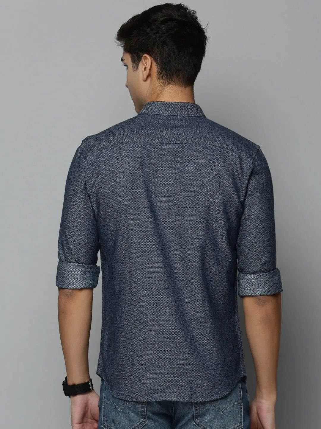 Men's Navy Printed Casual Shirt