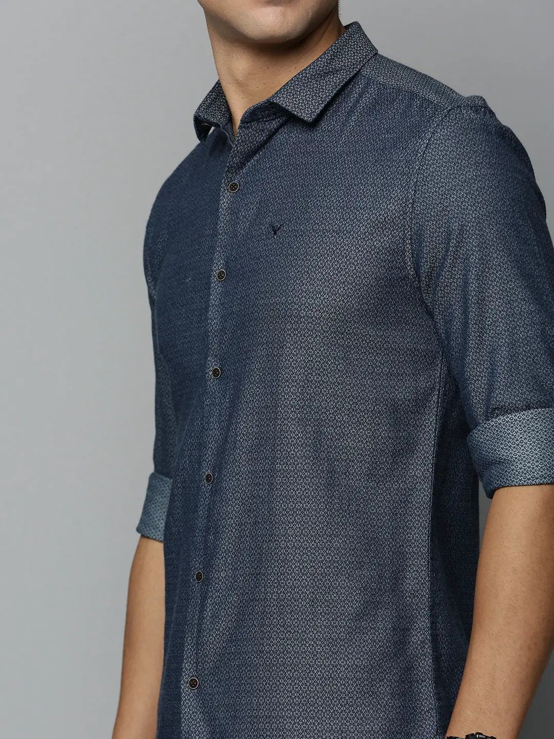 Men's Navy Printed Casual Shirt