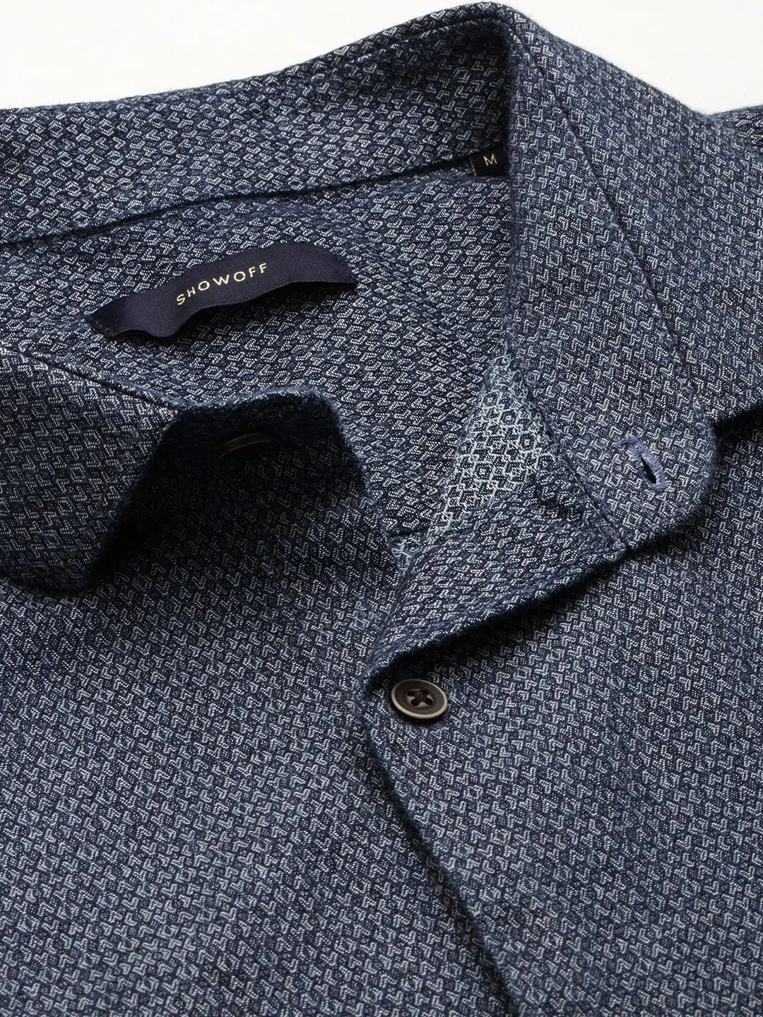 Men's Navy Printed Casual Shirt