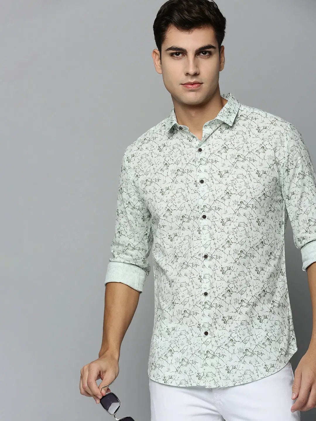 Men's Green Printed Casual Shirt