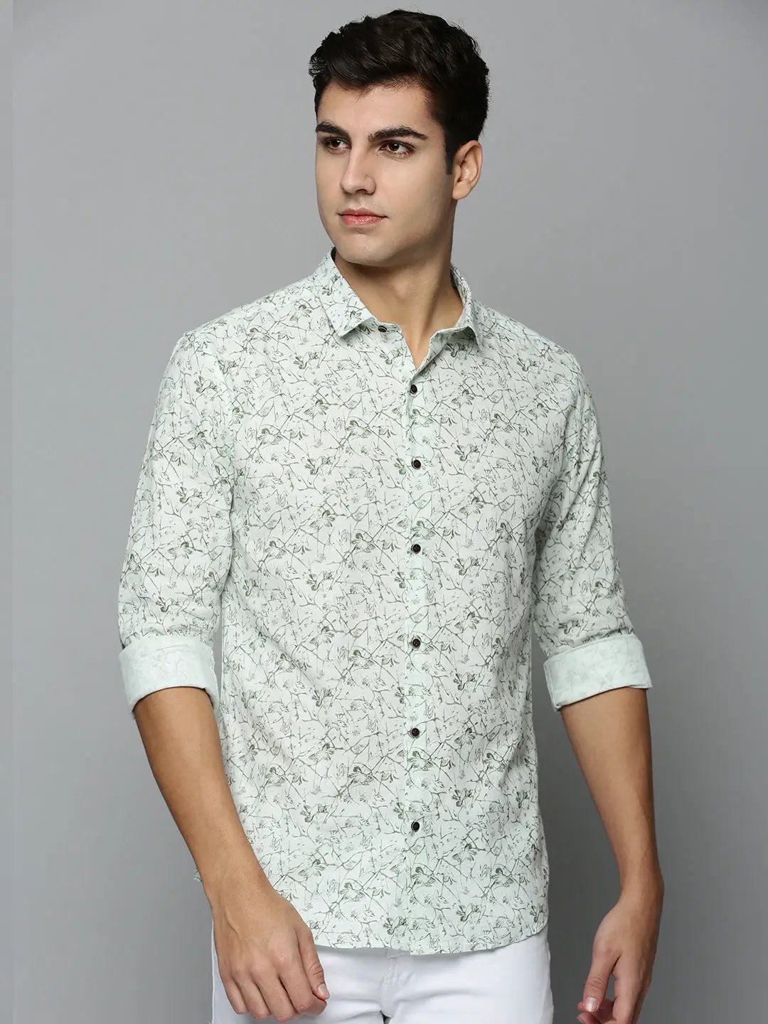 Men's Green Printed Casual Shirt